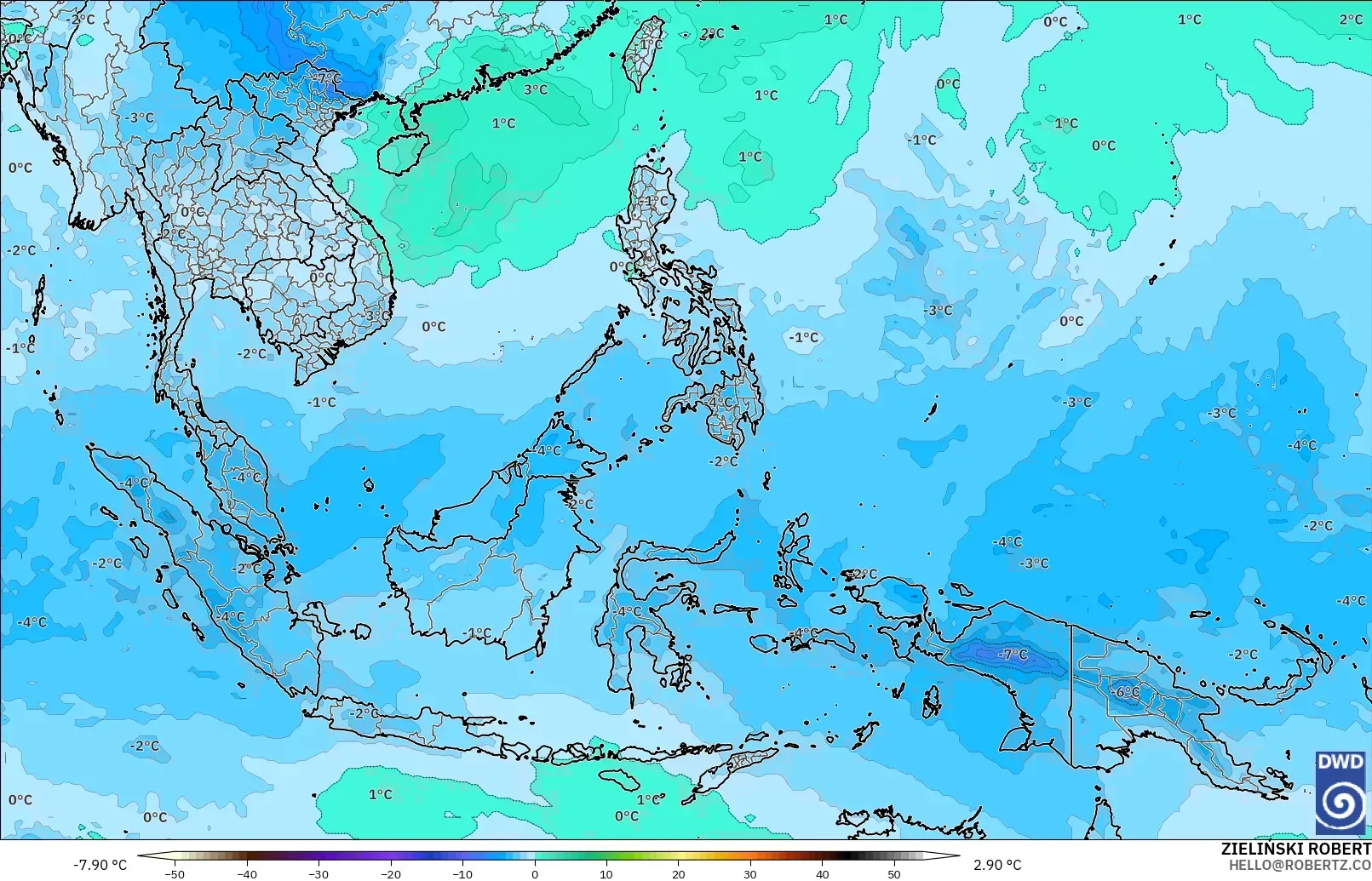 ICON model - South East Asia, Temperature at 500hPa