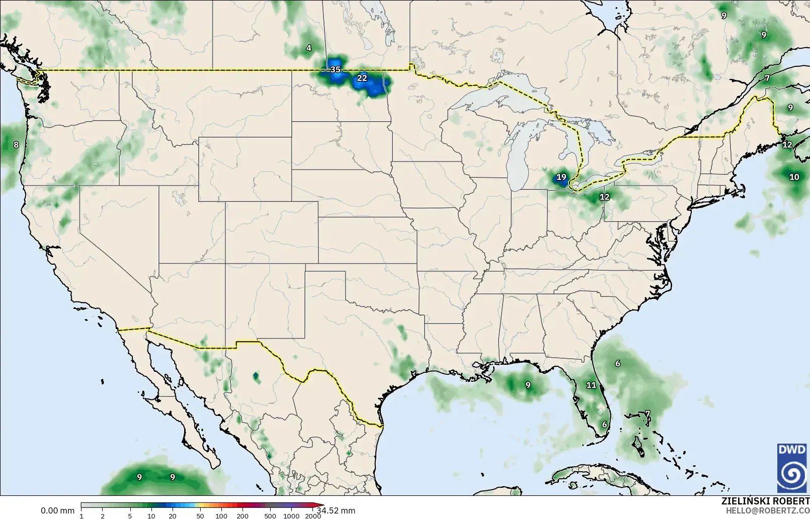 ICON model - United States, Precipitation Accumulation