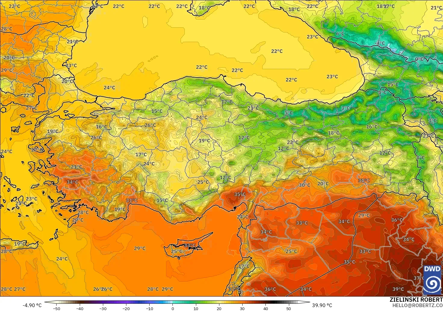 ICON model - Turkey, Temperature at 2m