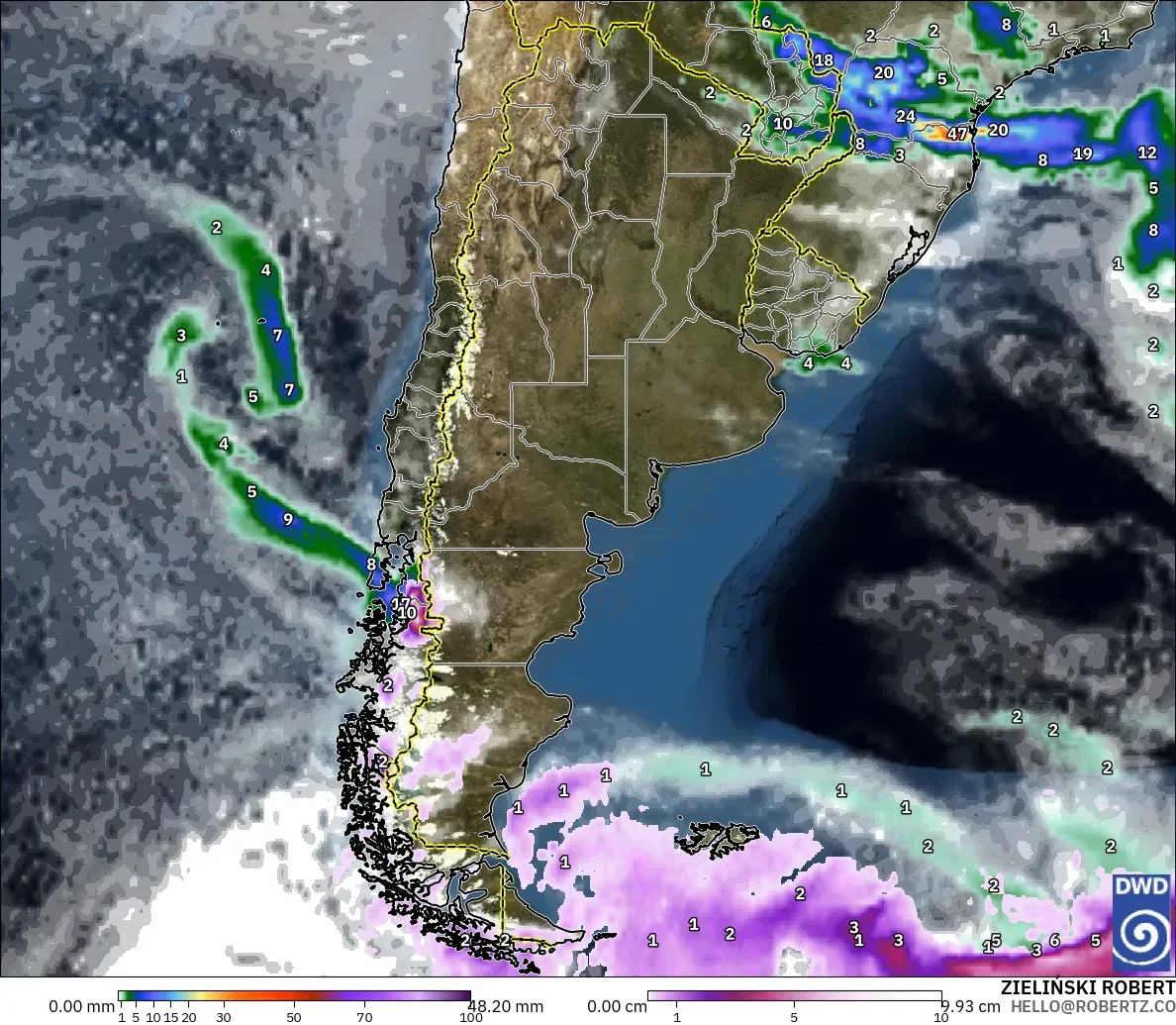 ICON model - Argentina, Precipitation, Clouds, and Pressure