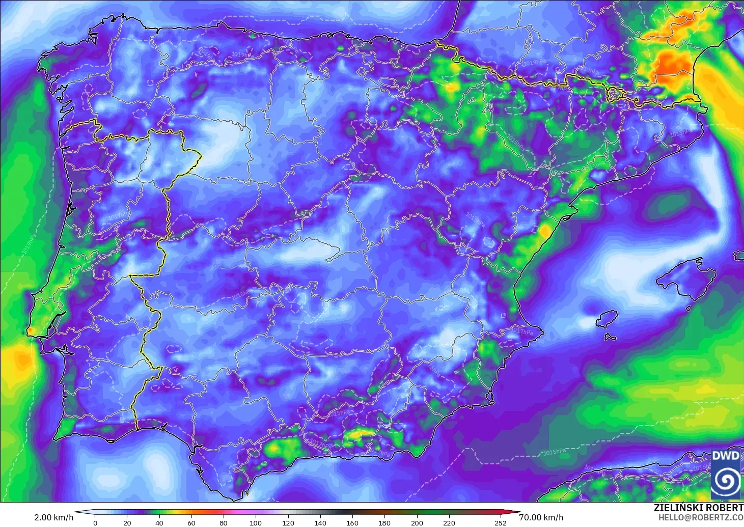 ICON model - Spain, Wind Gusts