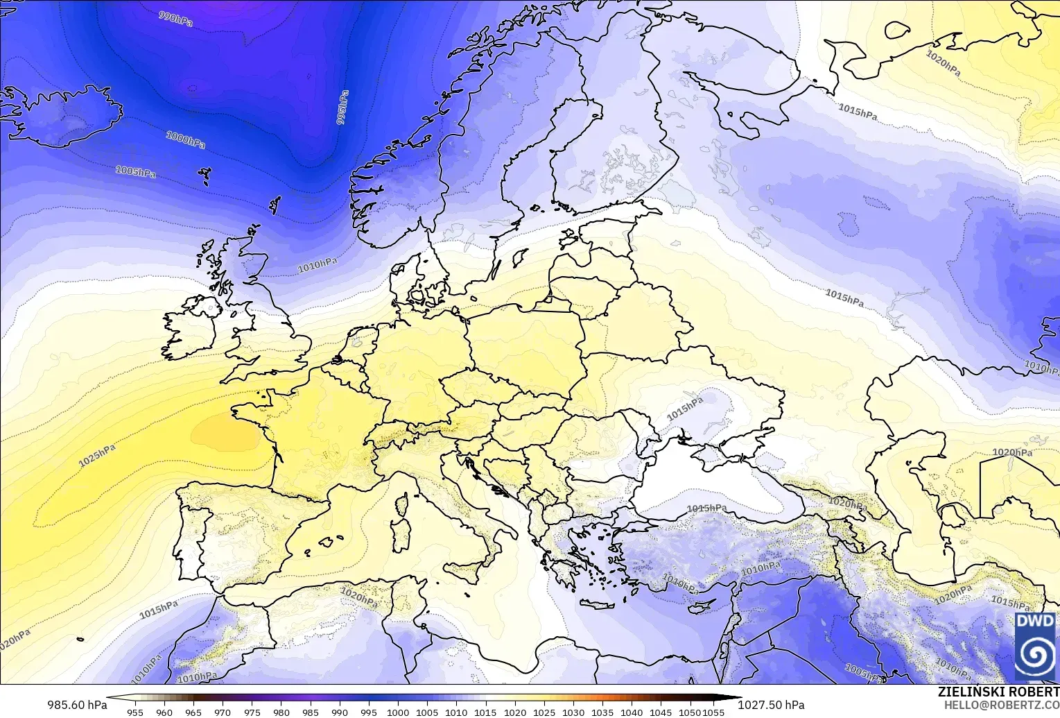 ICON model - Europe, Pressure