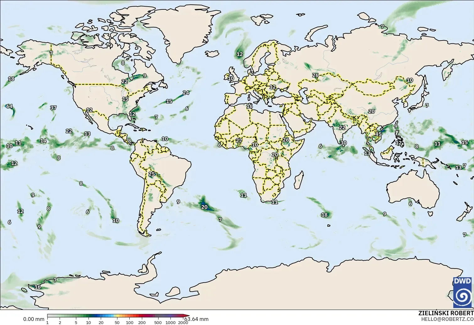 ICON model - World, Precipitation Accumulation