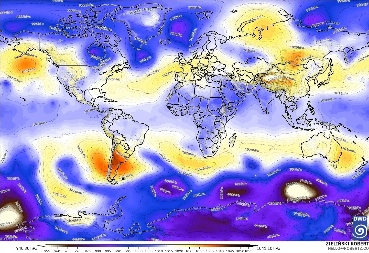 ICON model - World, Pressure