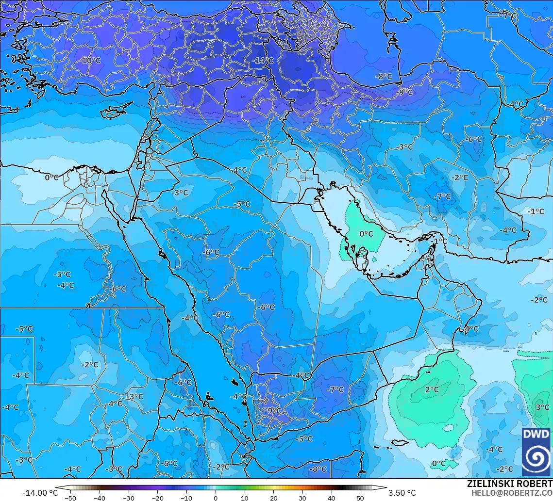 ICON model - Middle East, Temperature at 500hPa