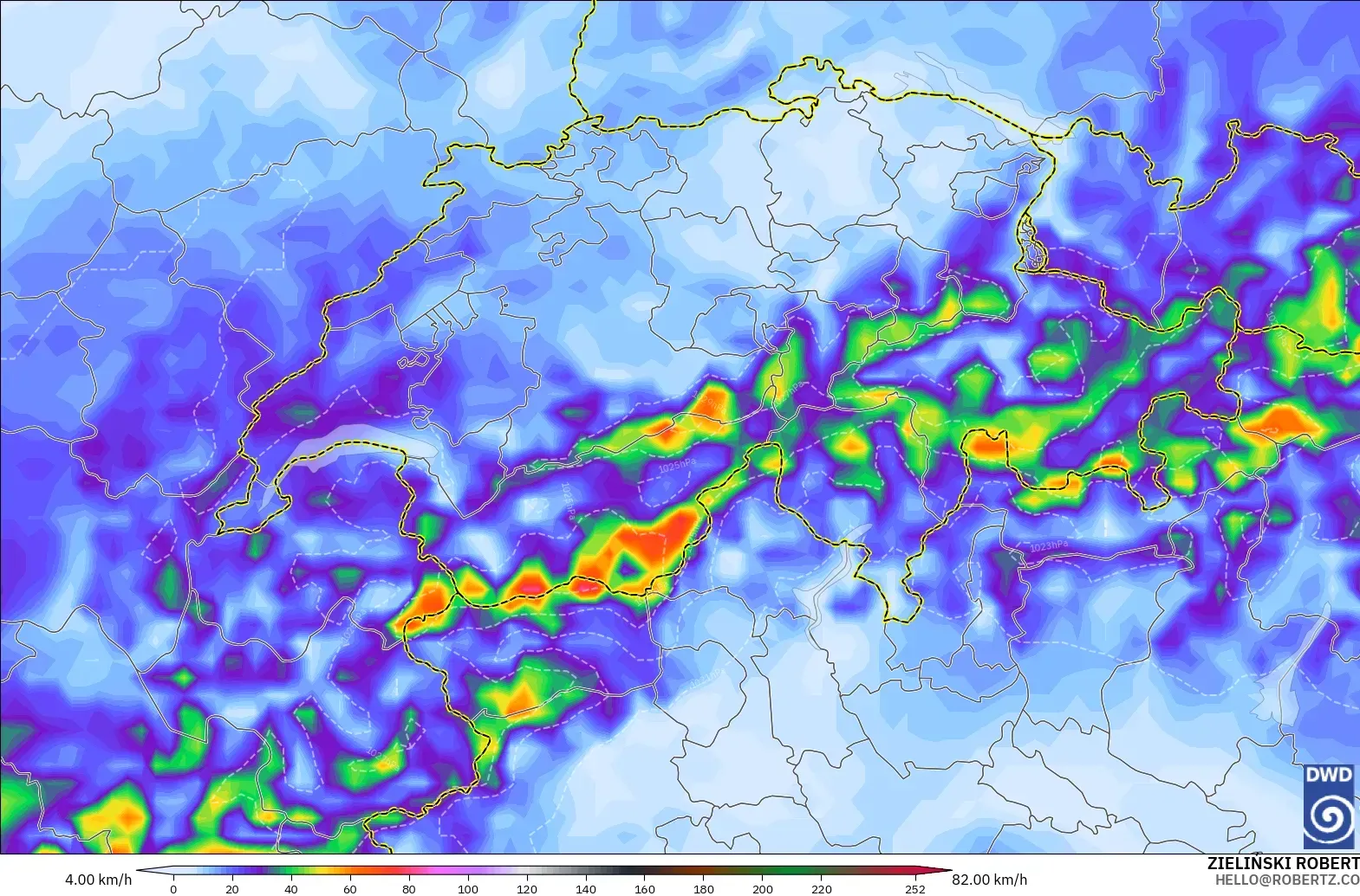 ICON model - Switzerland, Wind Gusts