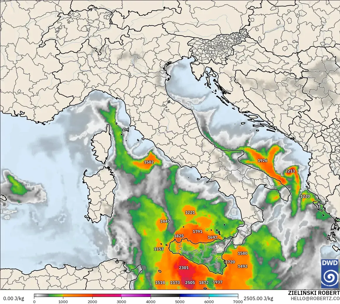 ICON model - Italy, CAPE