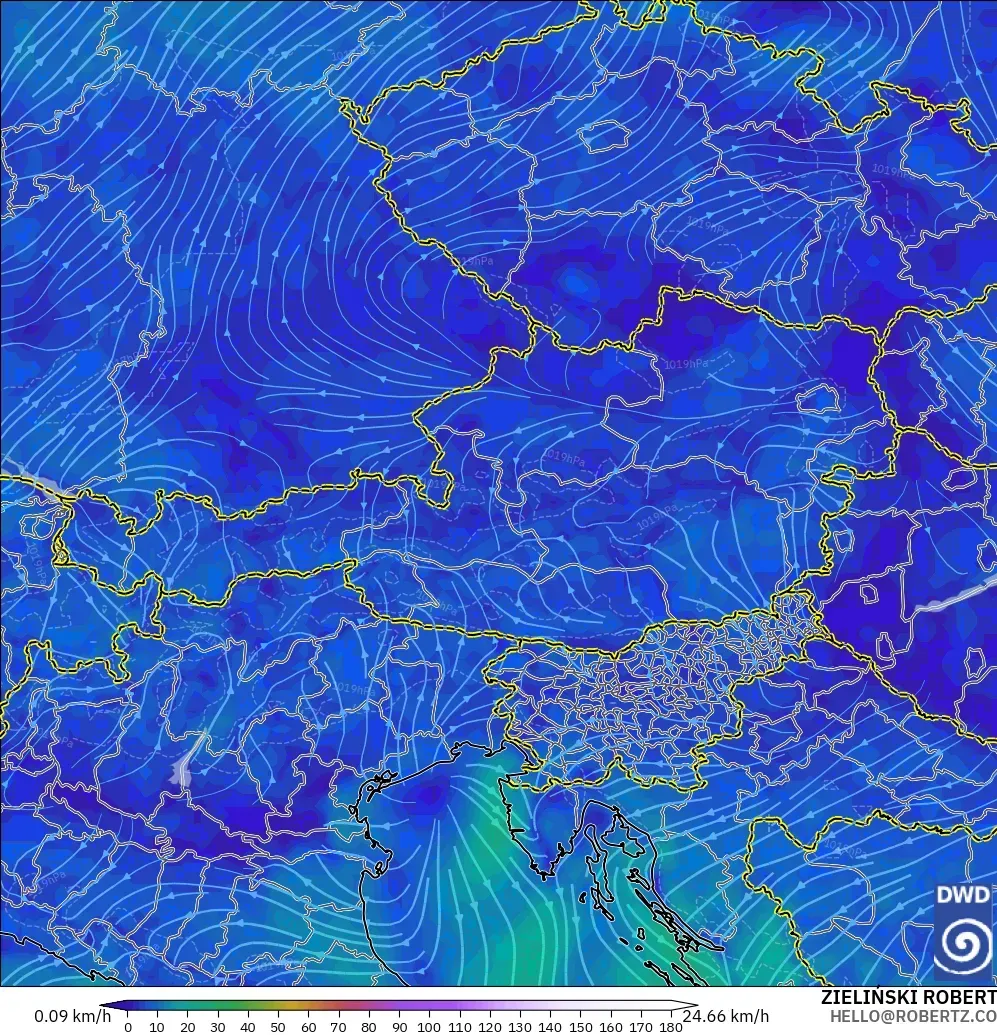 ICON model - Austria, Wind at 10m
