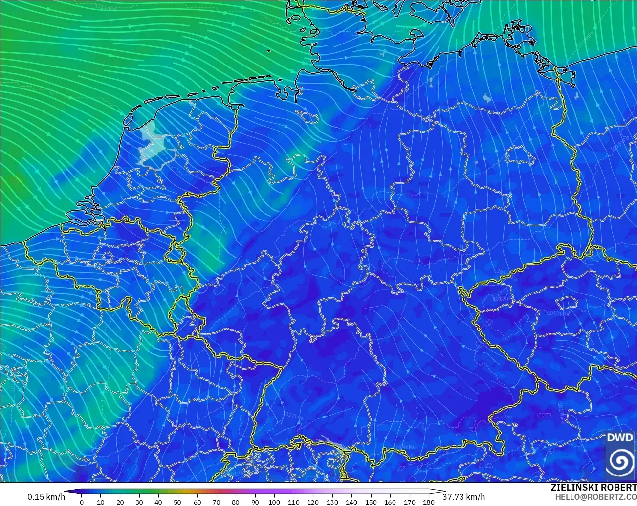 ICON model - Germany, Wind at 10m