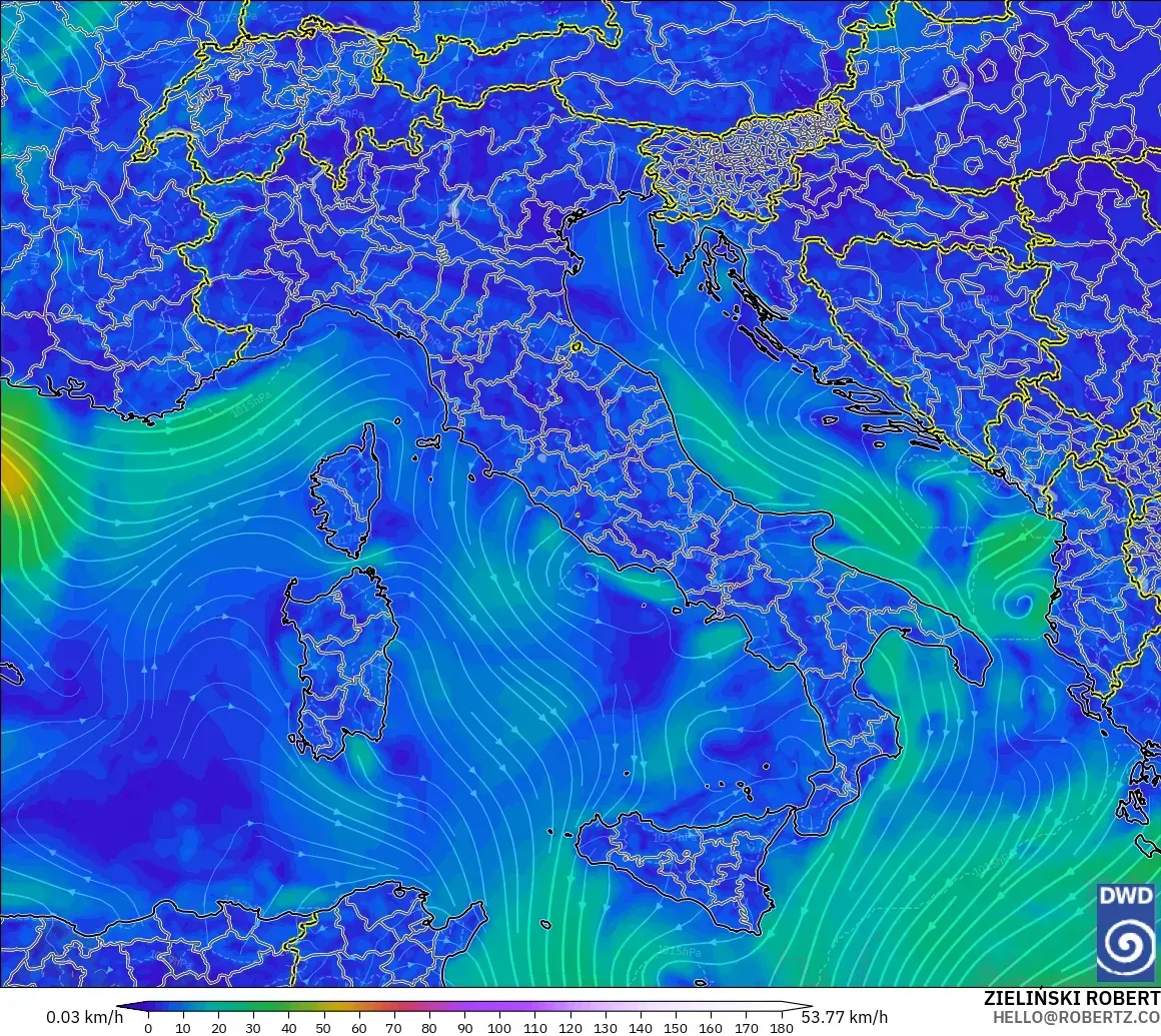 ICON model - Italy, Wind at 10m