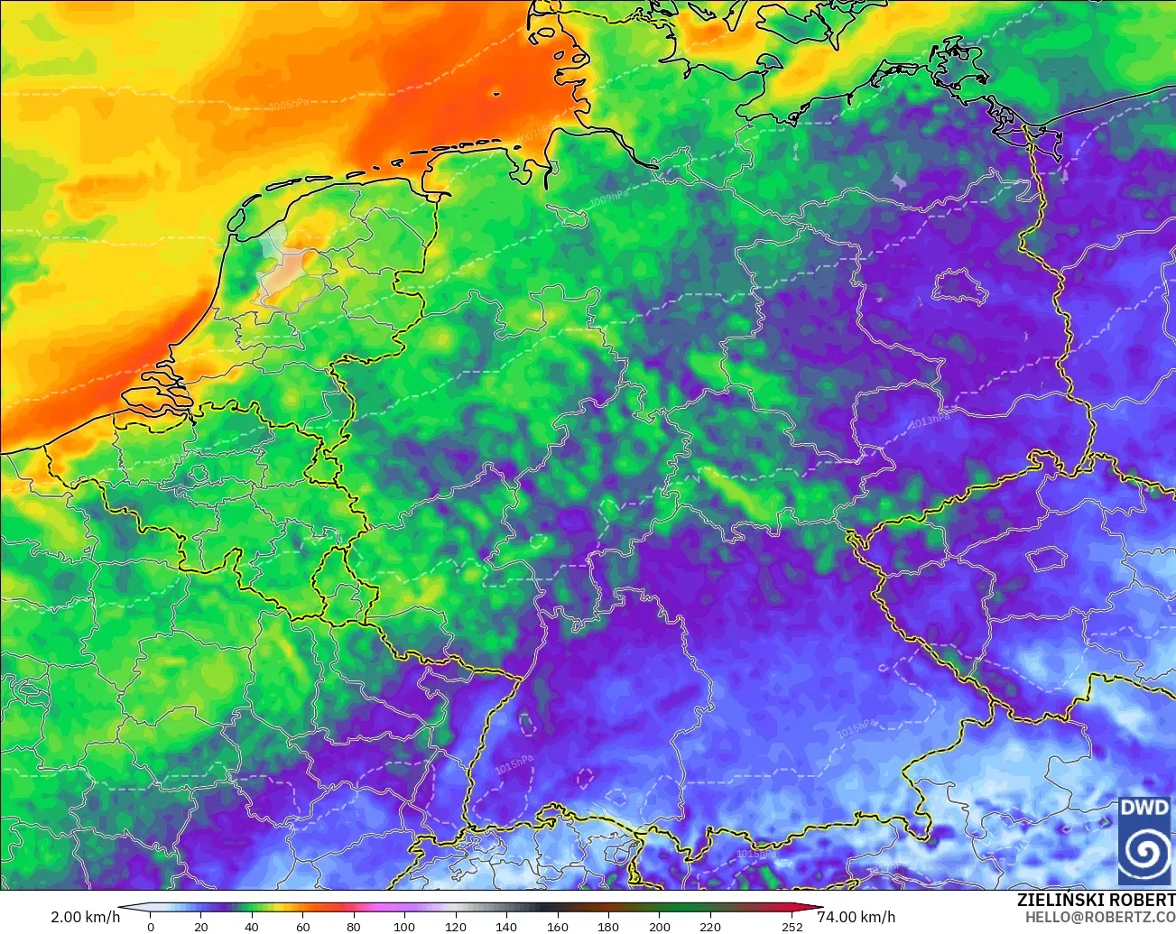 ICON model - Germany, Wind Gusts