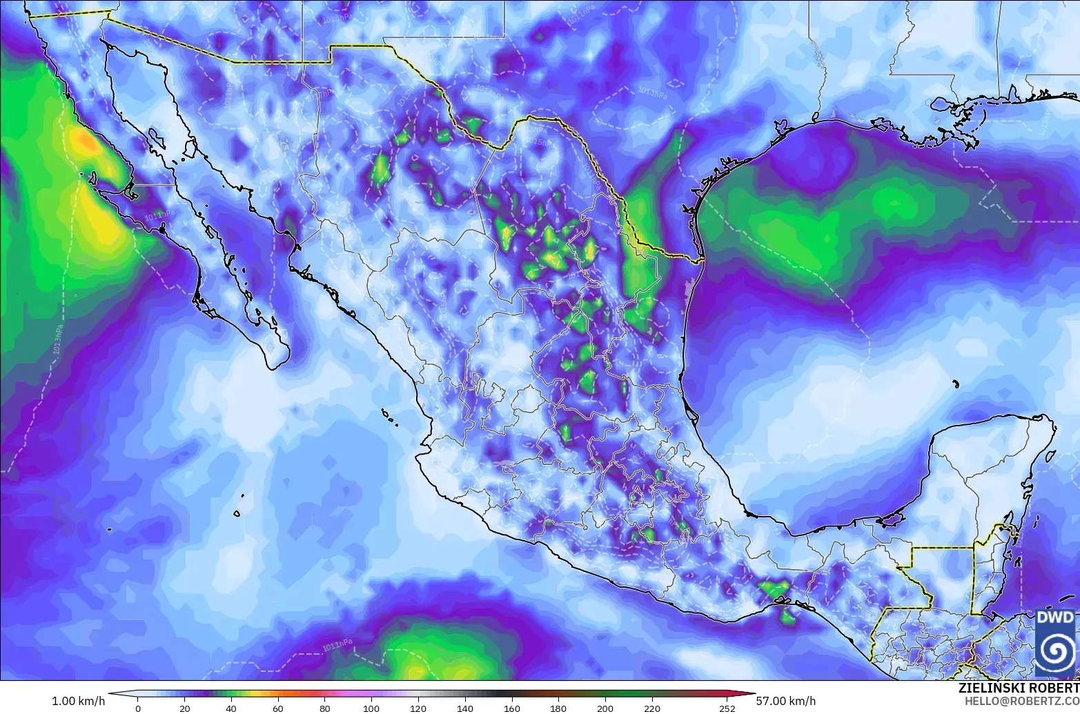 ICON model - Mexico, Wind Gusts