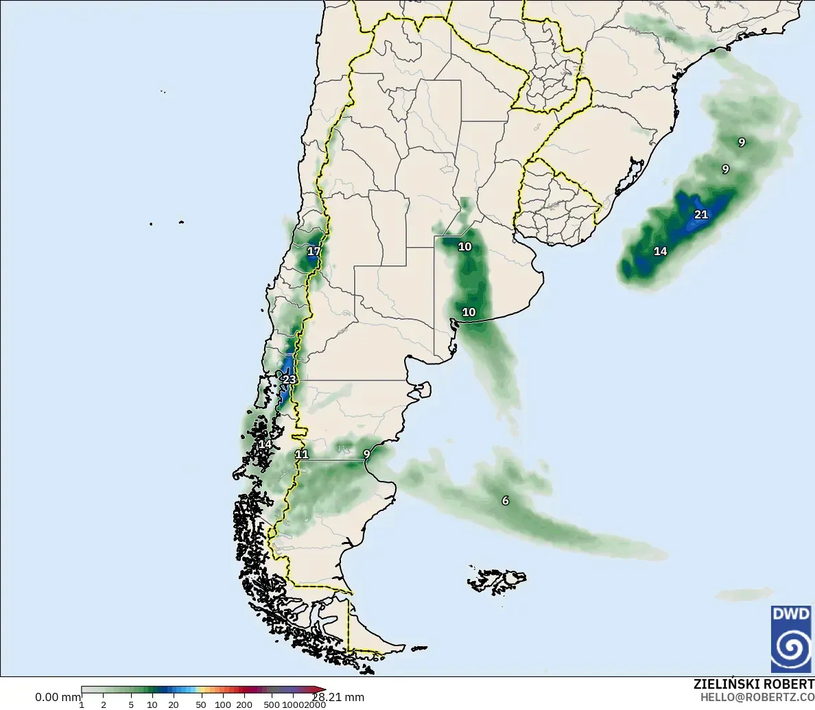 ICON model - Argentina, Precipitation Accumulation