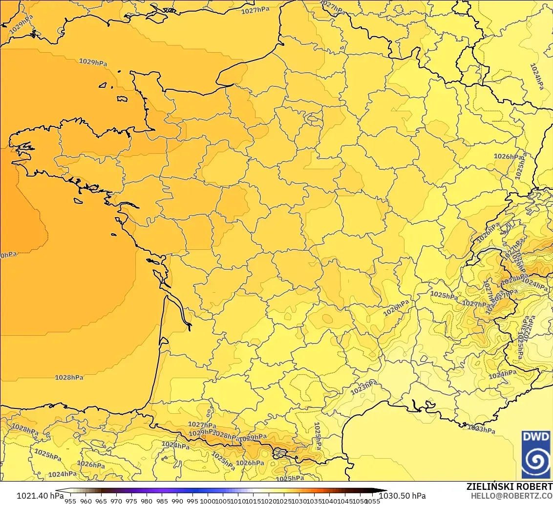 ICON model - France, Pressure