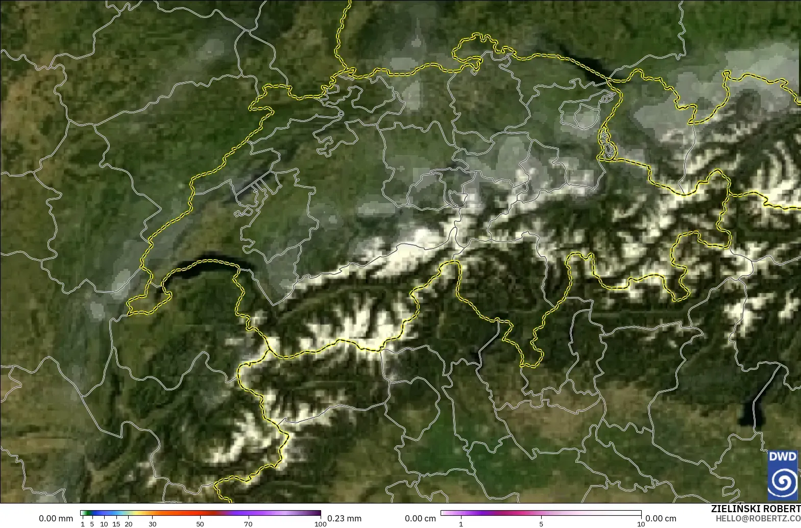 ICON model - Switzerland, Precipitation, Clouds, and Pressure