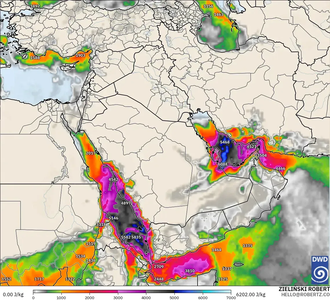 ICON model - Middle East, CAPE