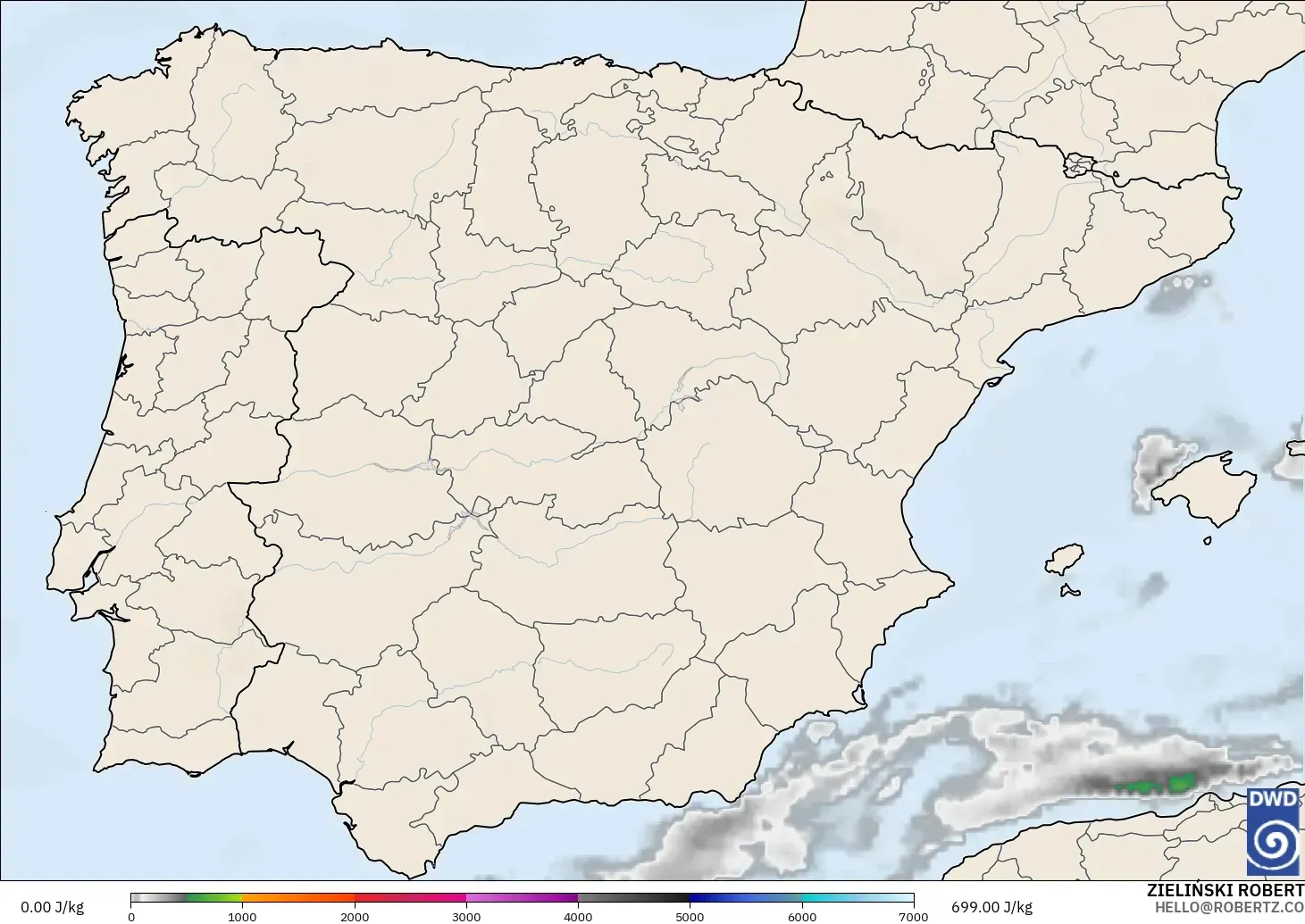 ICON model - Spain, CAPE