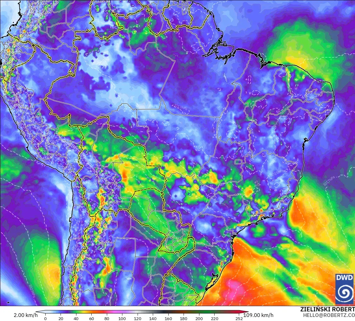 ICON model - Brazil, Wind Gusts