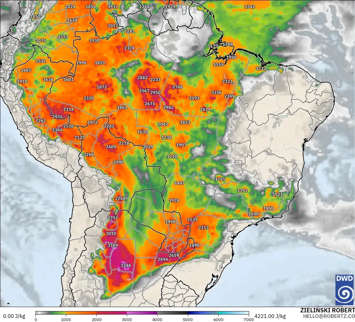 ICON model - Brazil, CAPE