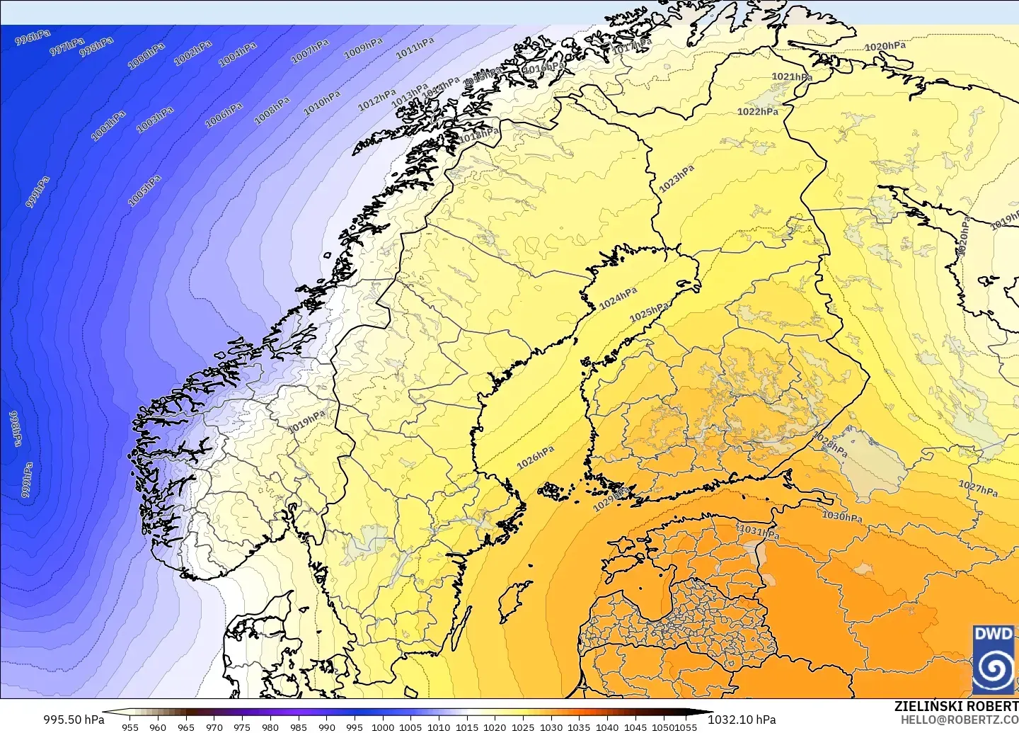 ICON model - Scandinavia, Pressure