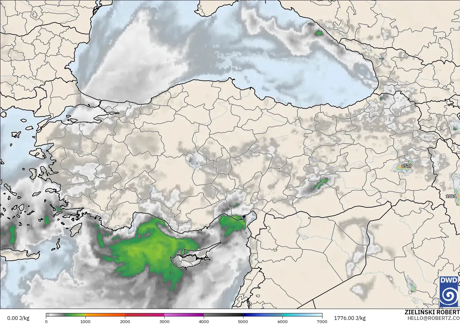 ICON model - Turkey, CAPE