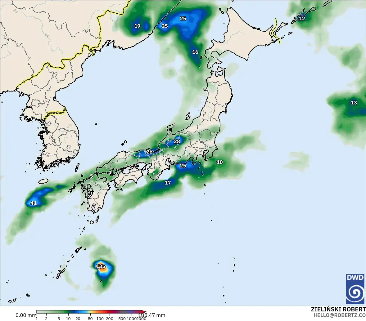 ICON model - Japan, Precipitation Accumulation