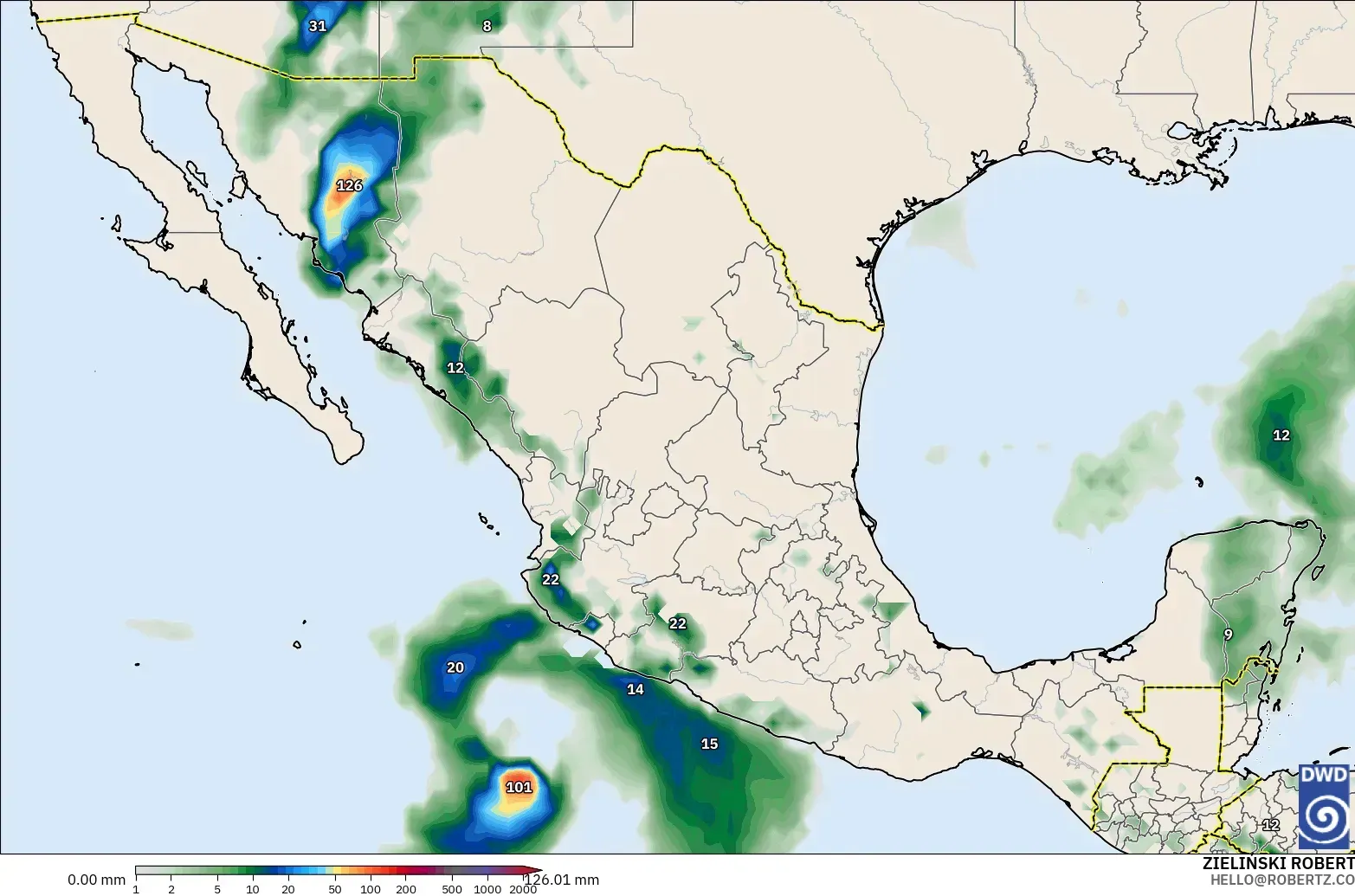 ICON model - Mexico, Precipitation Accumulation