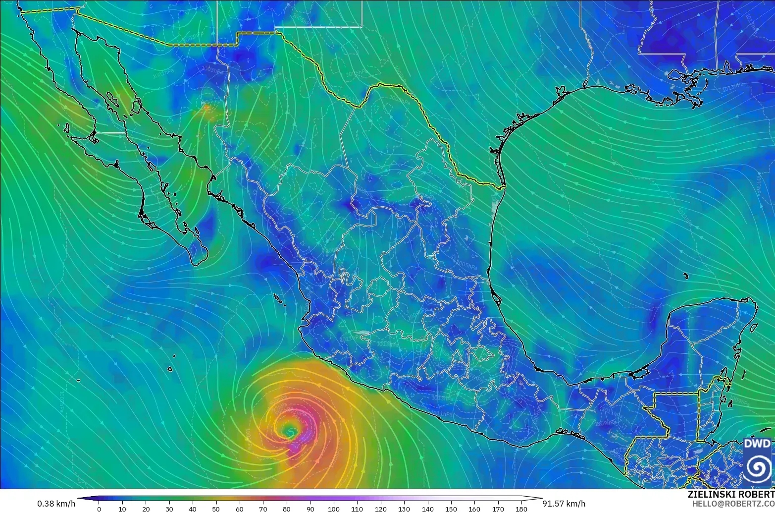 ICON model - Mexico, Wind at 10m
