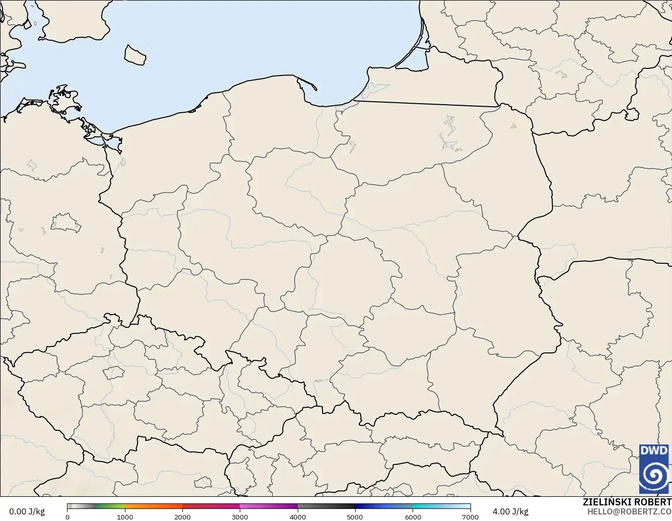 ICON model - Poland, CAPE