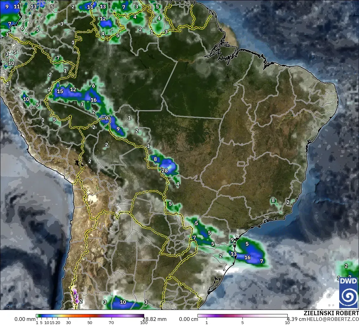 ICON model - Brazil, Precipitation, Clouds, and Pressure