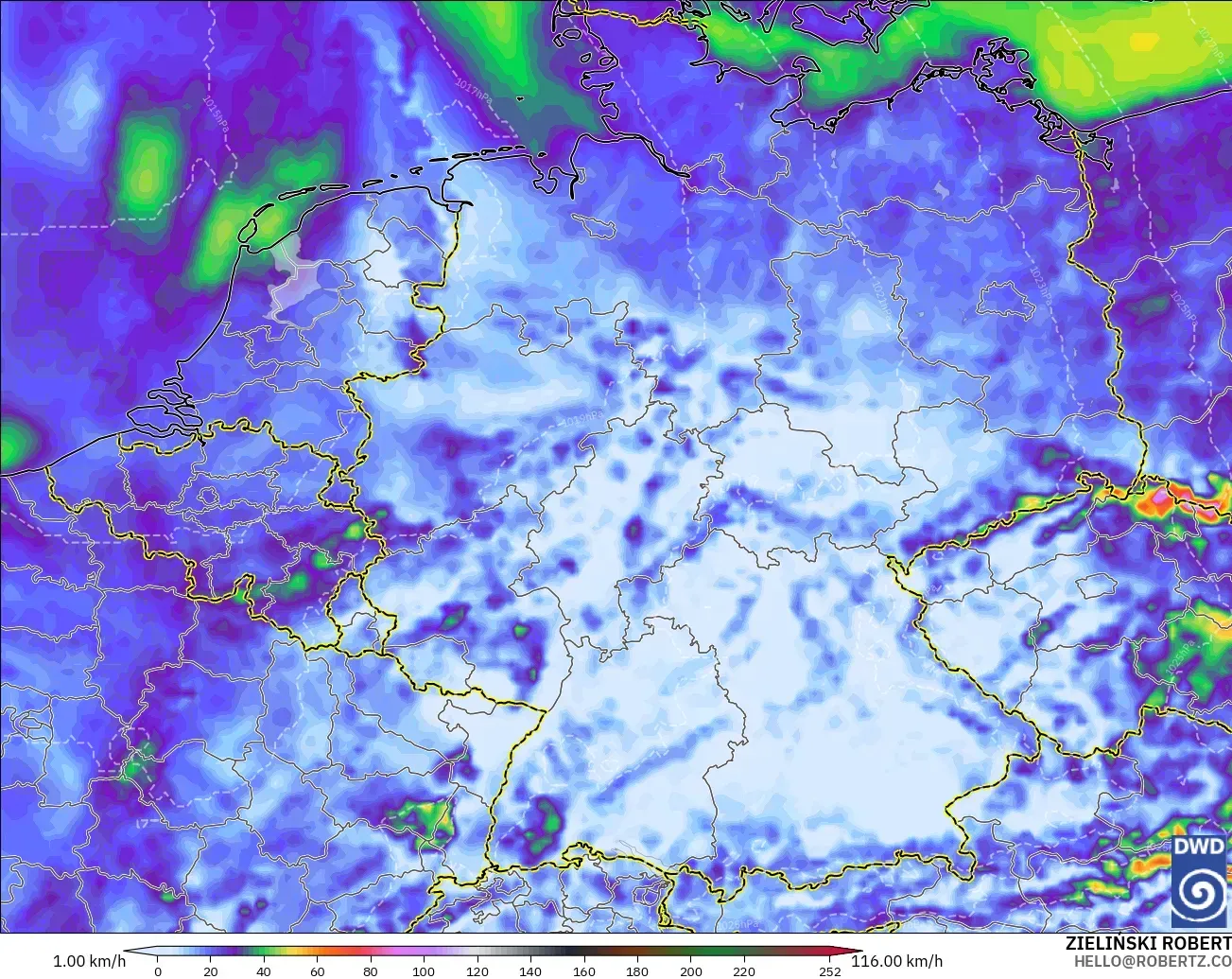 ICON model - Germany, Wind Gusts Peak