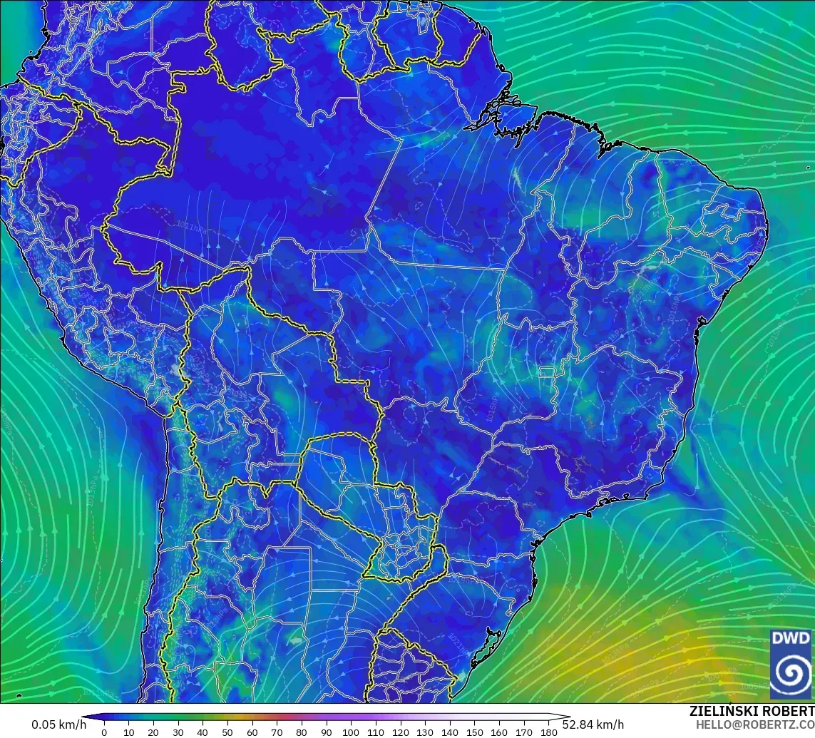 ICON model - Brazil, Wind at 10m