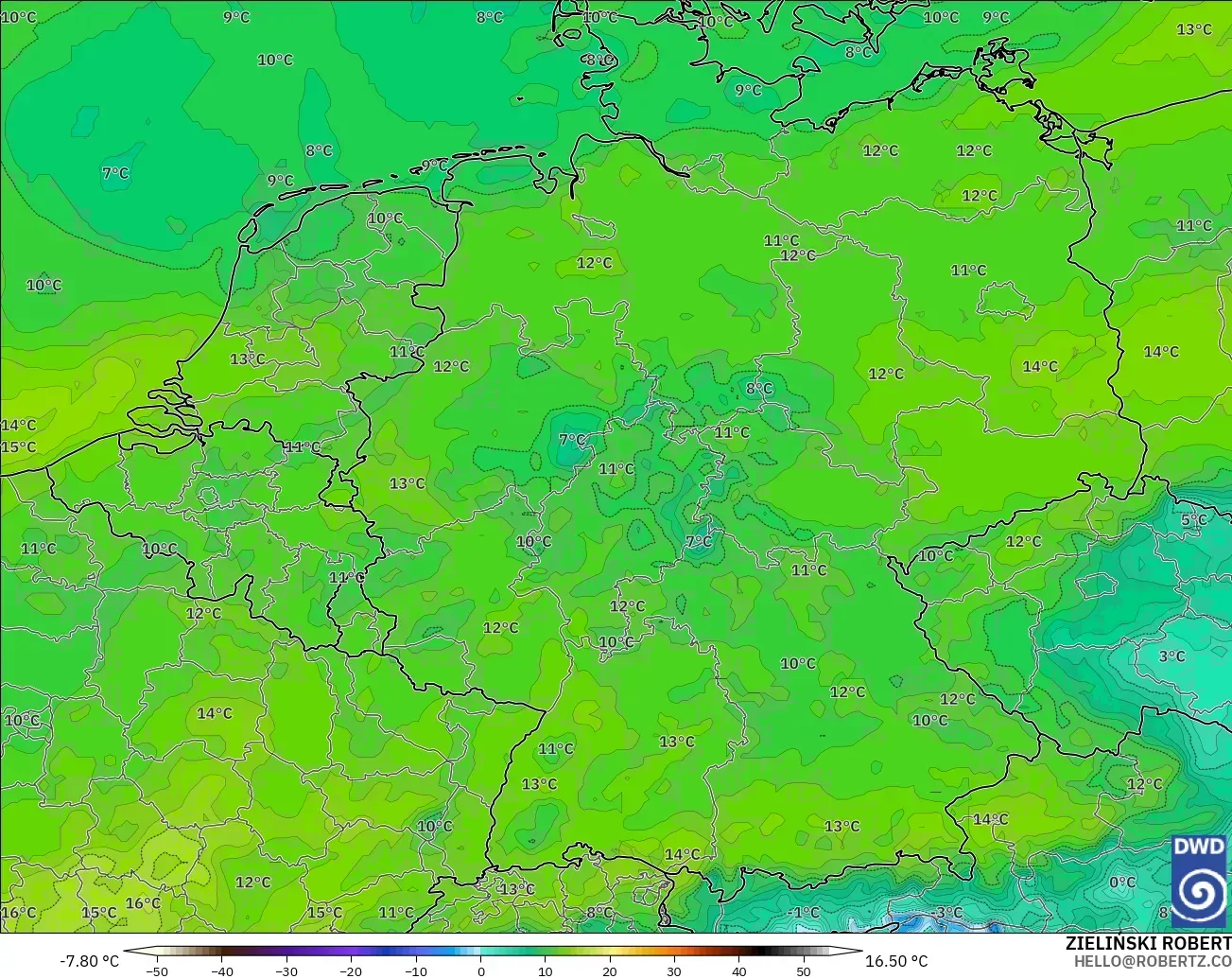 ICON model - Germany, Dewpoint at 2m