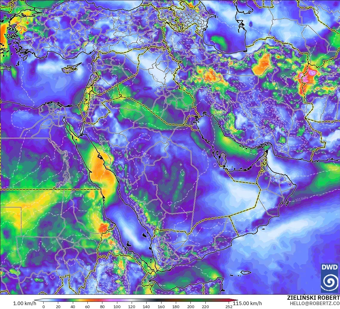 ICON model - Middle East, Wind Gusts