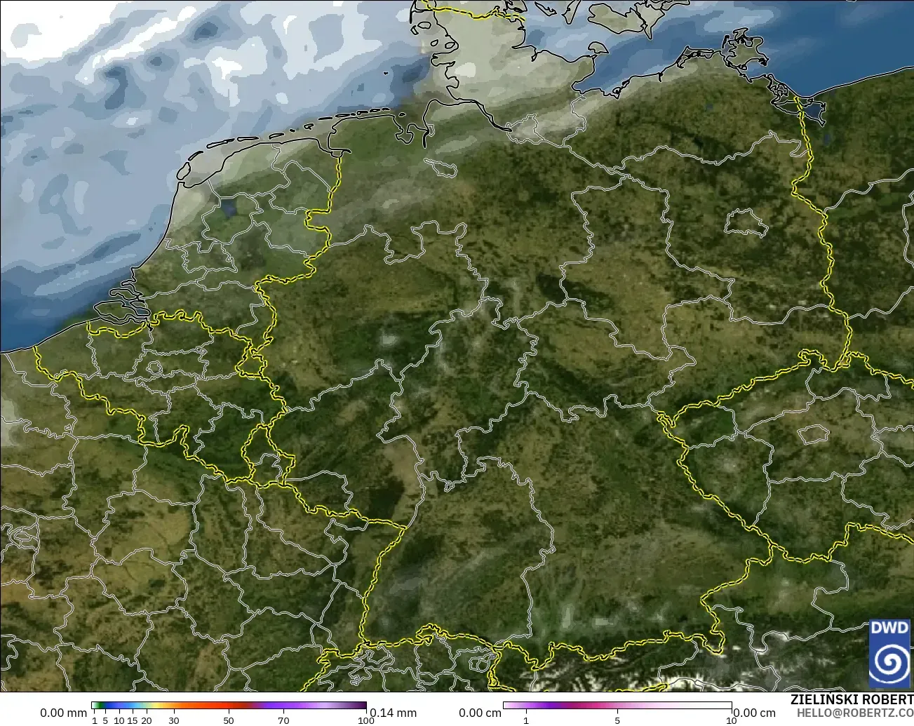 ICON model - Germany, Precipitation, Clouds, and Pressure