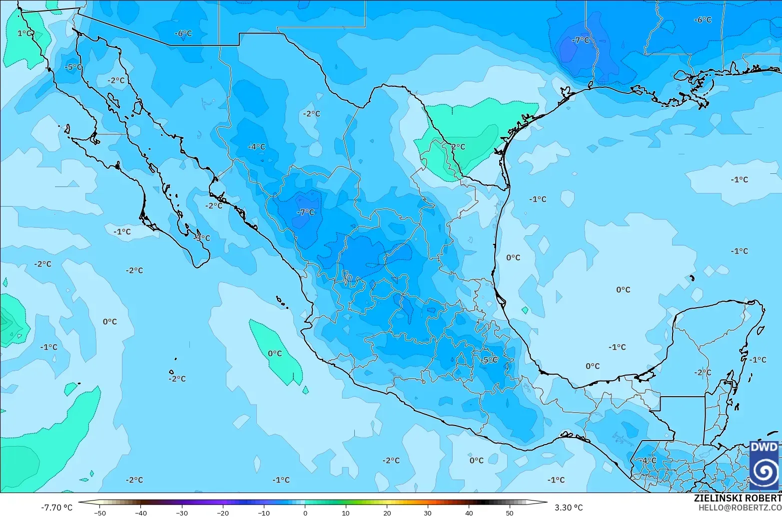 ICON model - Mexico, Temperature at 500hPa