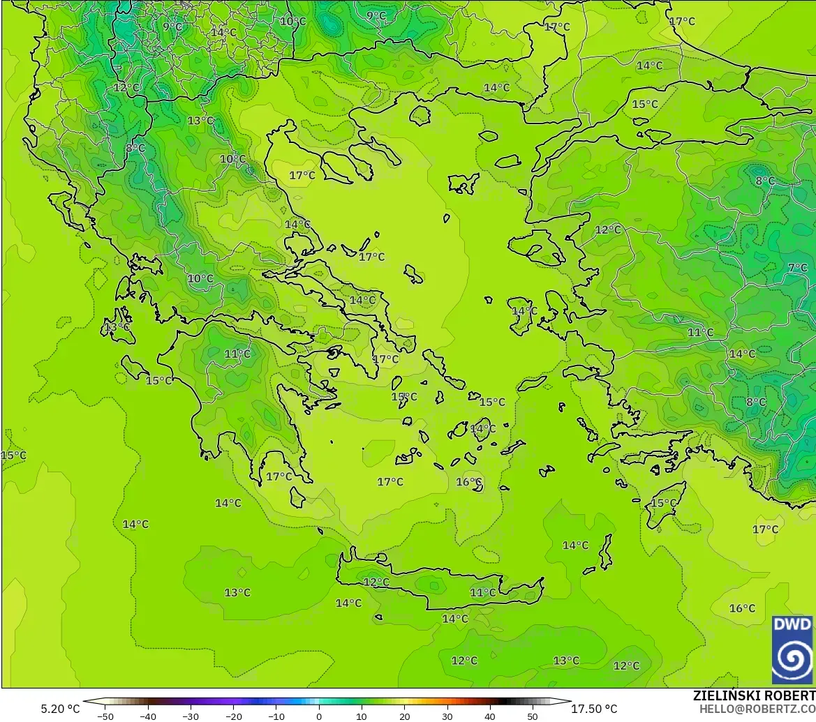 ICON model - Greece, Temperature at 850hPa