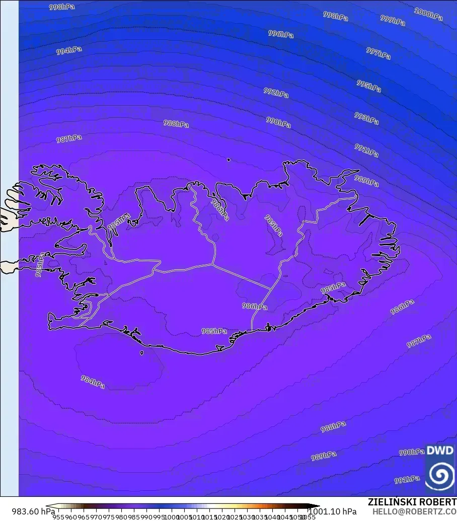ICON model - Iceland, Pressure