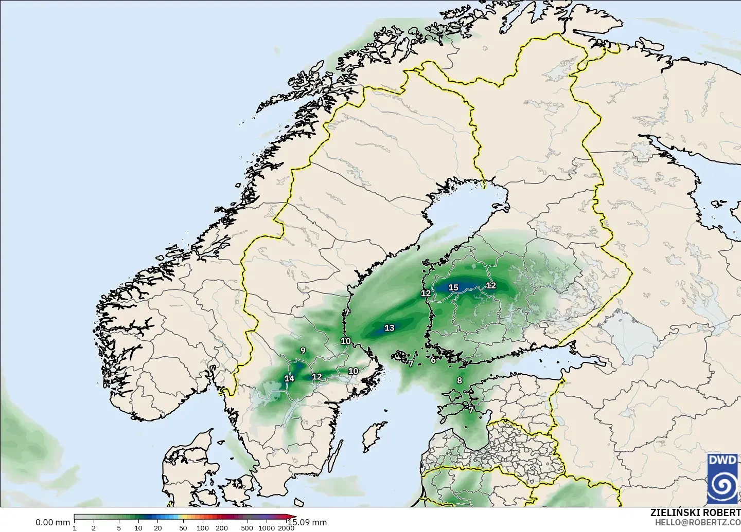 ICON model - Scandinavia, Precipitation Accumulation