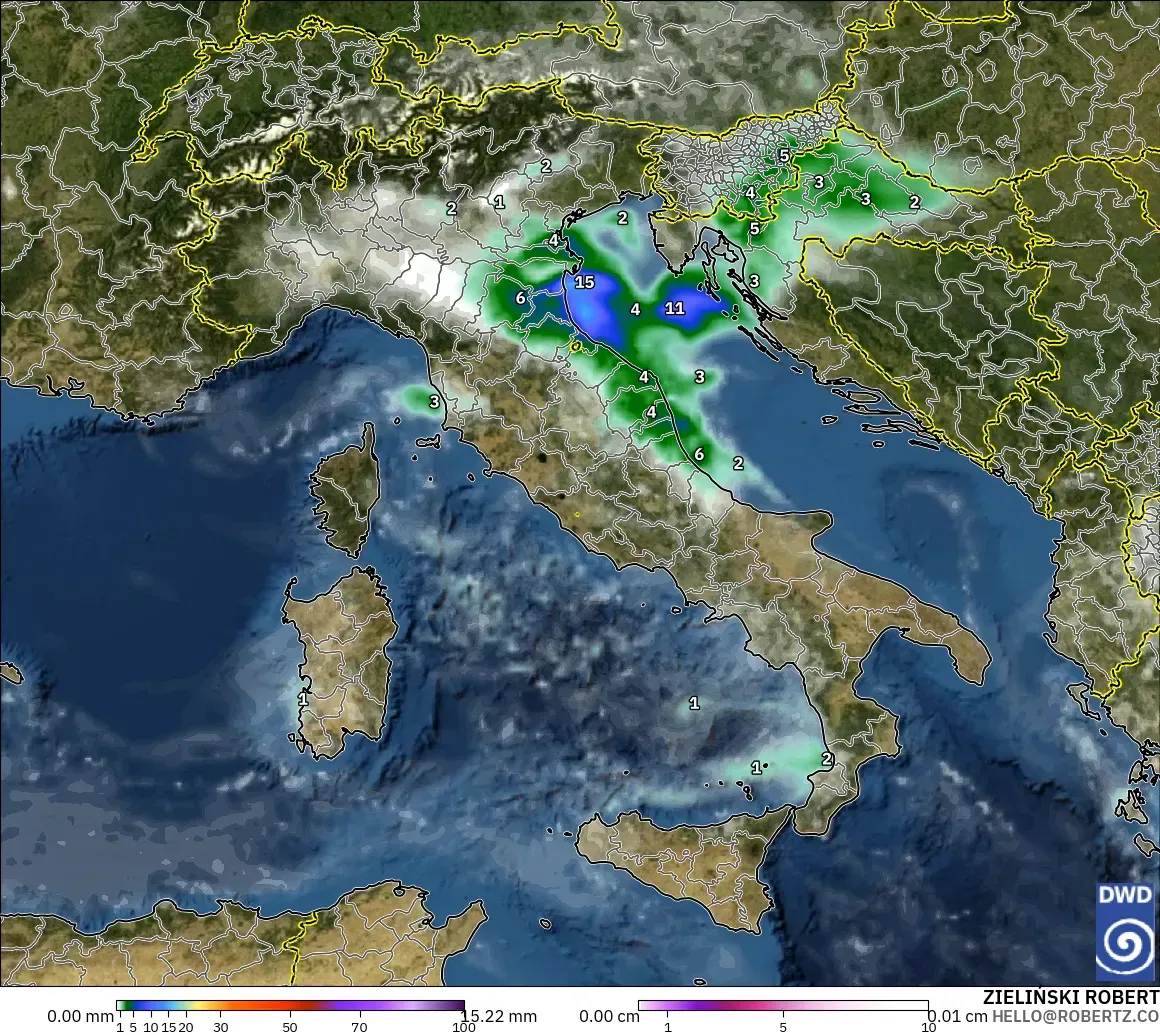 ICON model - Italy, Precipitation, Clouds, and Pressure