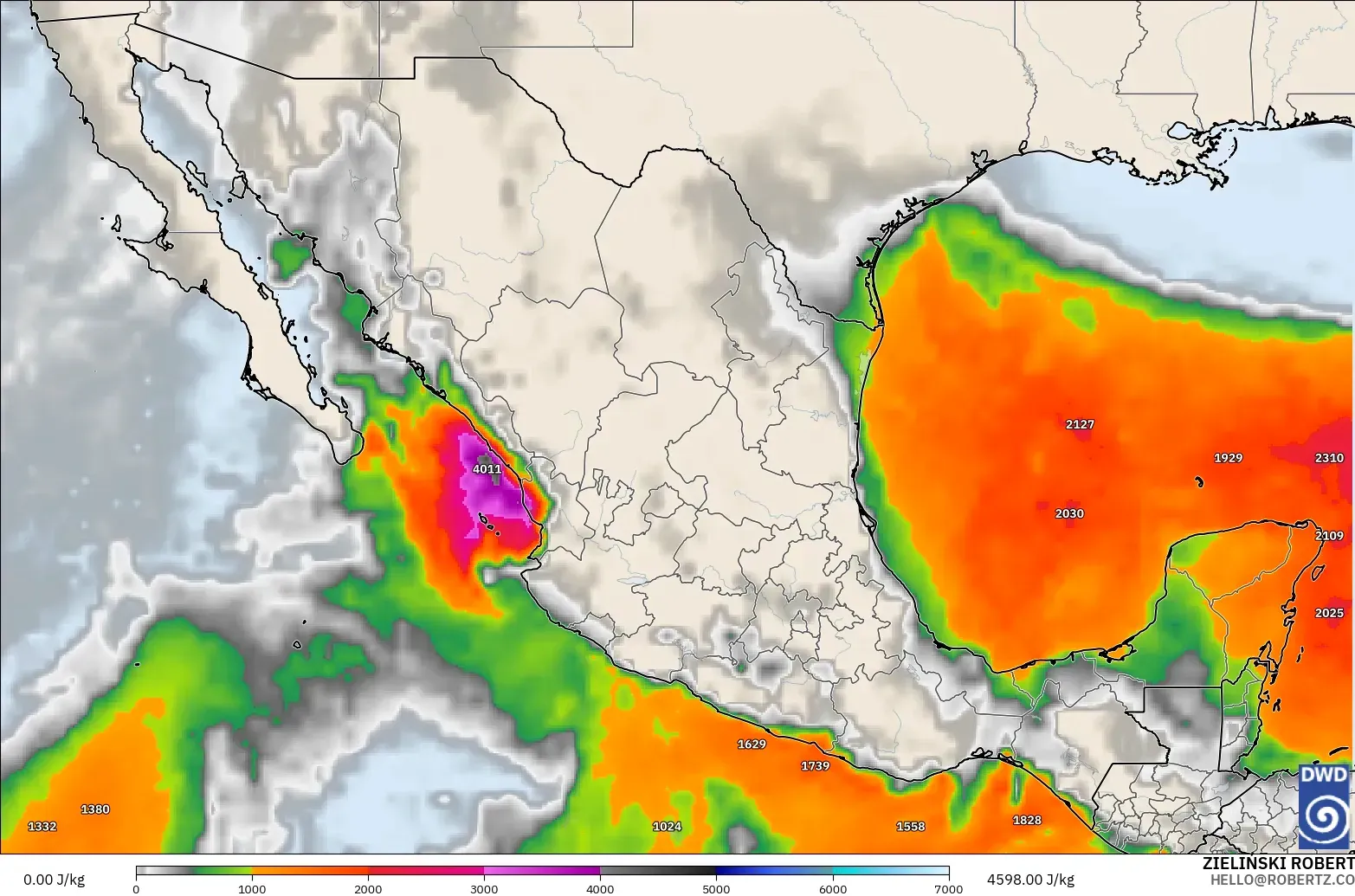 ICON model - Mexico, CAPE