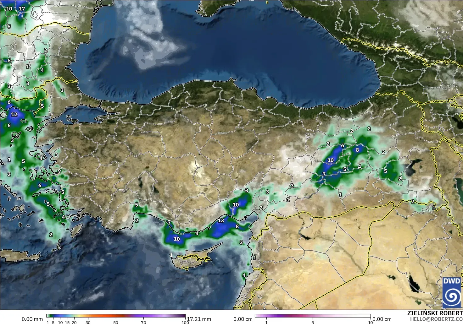 ICON model - Turkey, Precipitation, Clouds, and Pressure