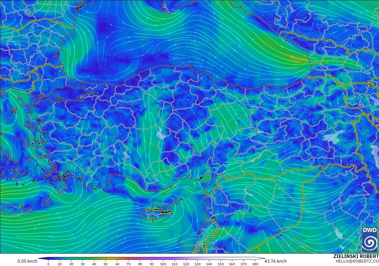 ICON model - Turkey, Wind at 10m