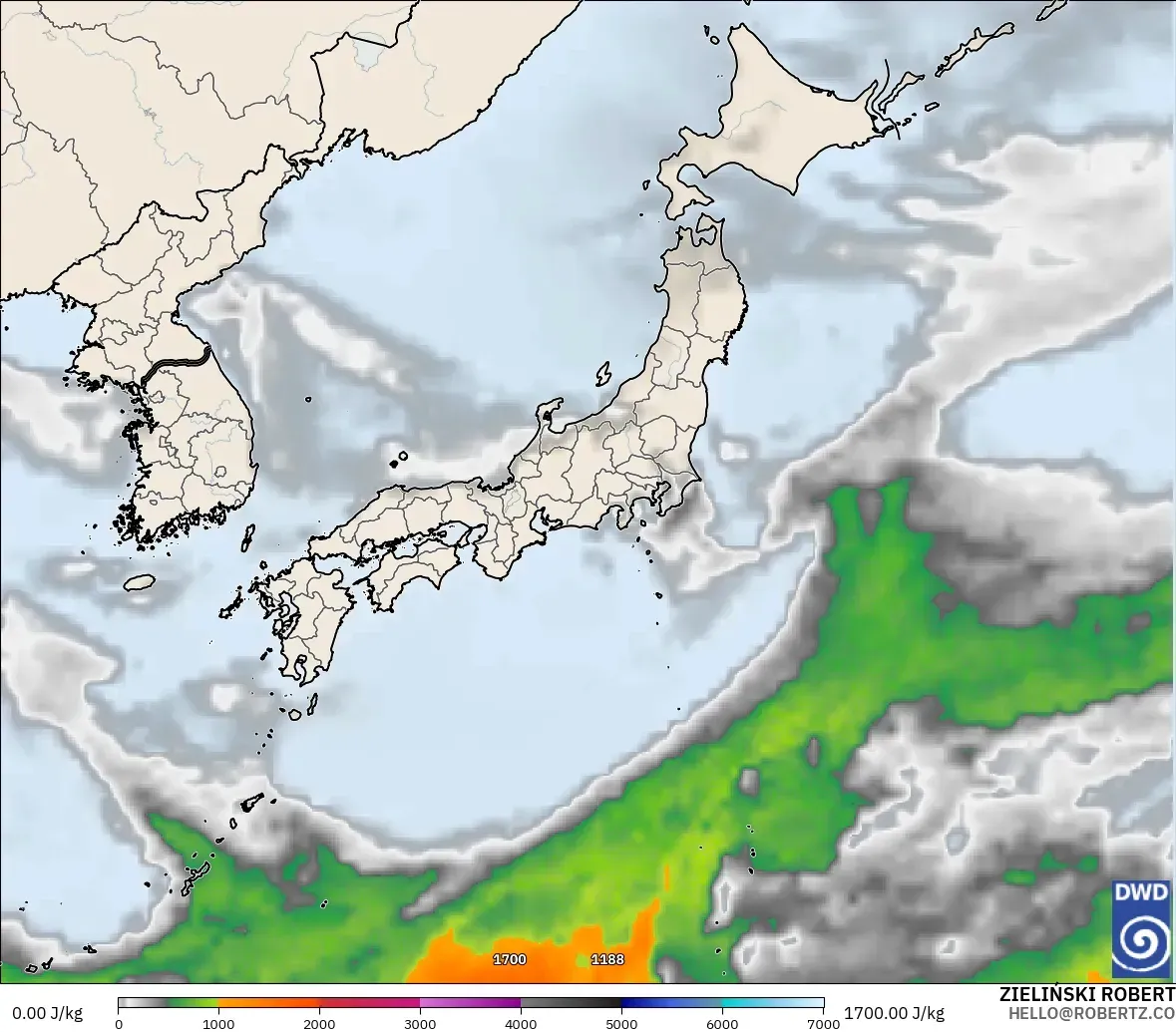 ICON model - Japan, CAPE