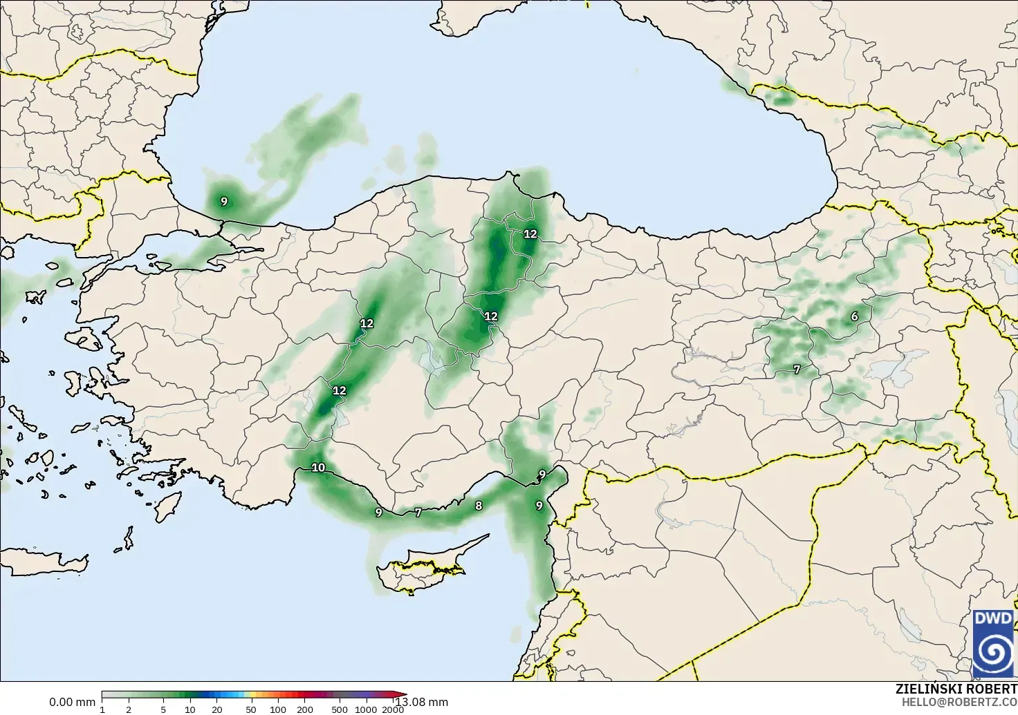 ICON model - Turkey, Precipitation Accumulation