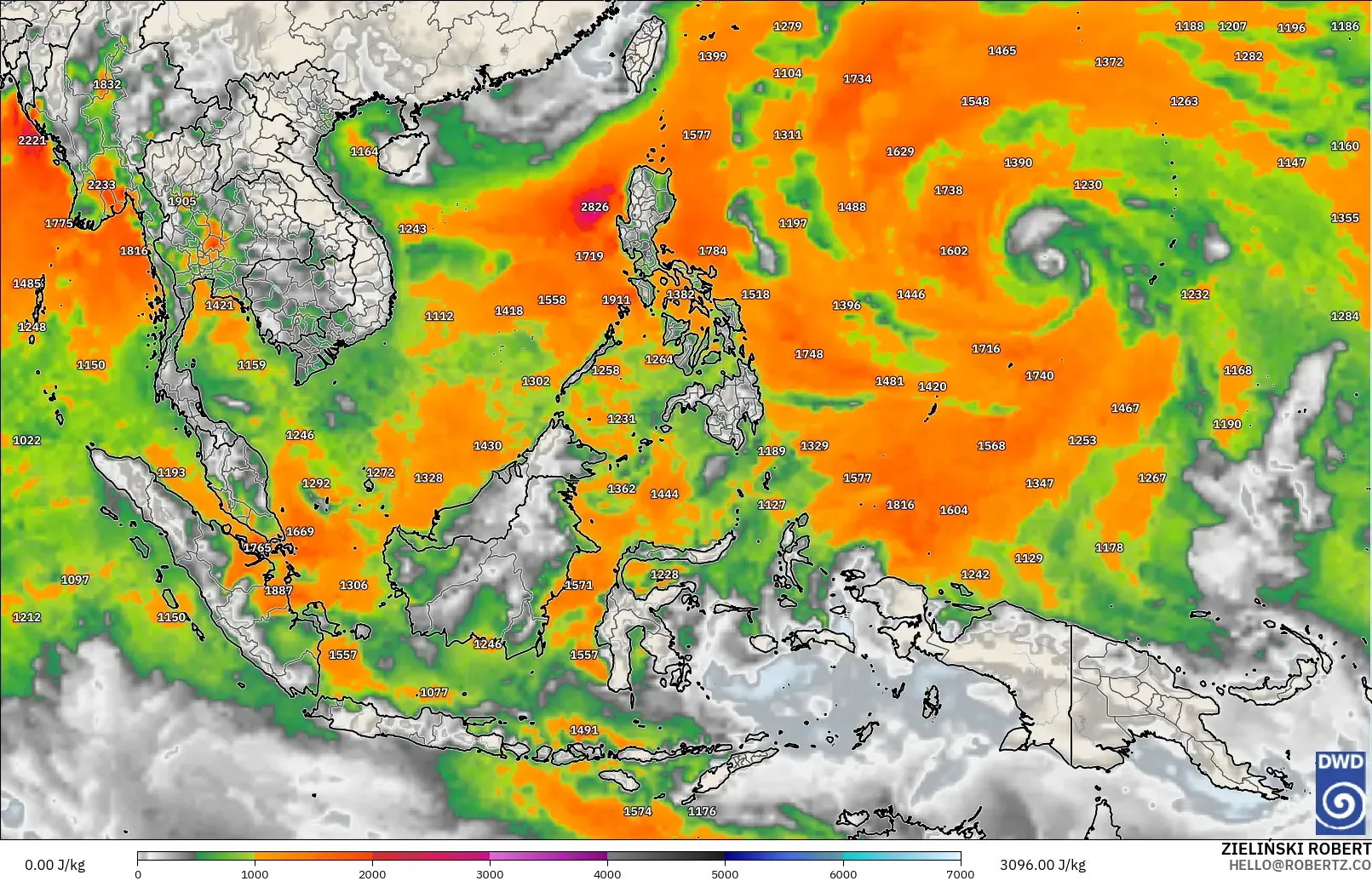 ICON model - South East Asia, CAPE
