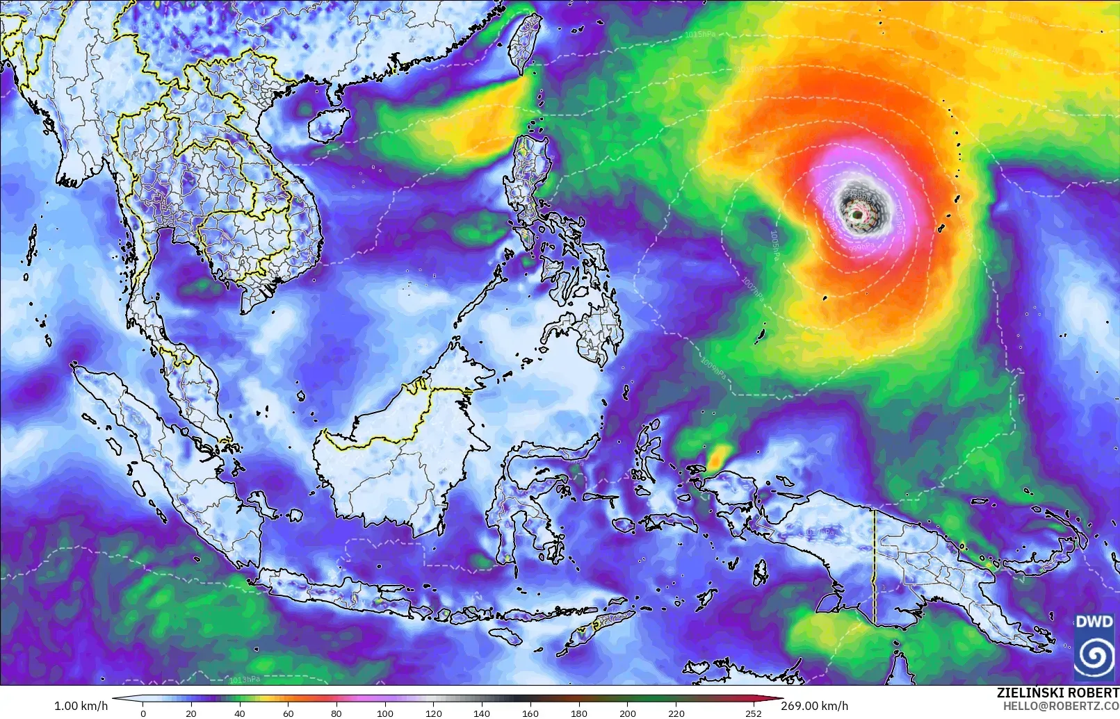 ICON model - South East Asia, Wind Gusts