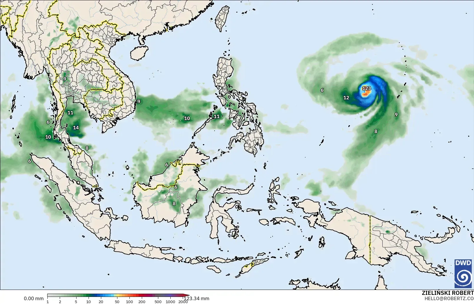 ICON model - South East Asia, Precipitation Accumulation
