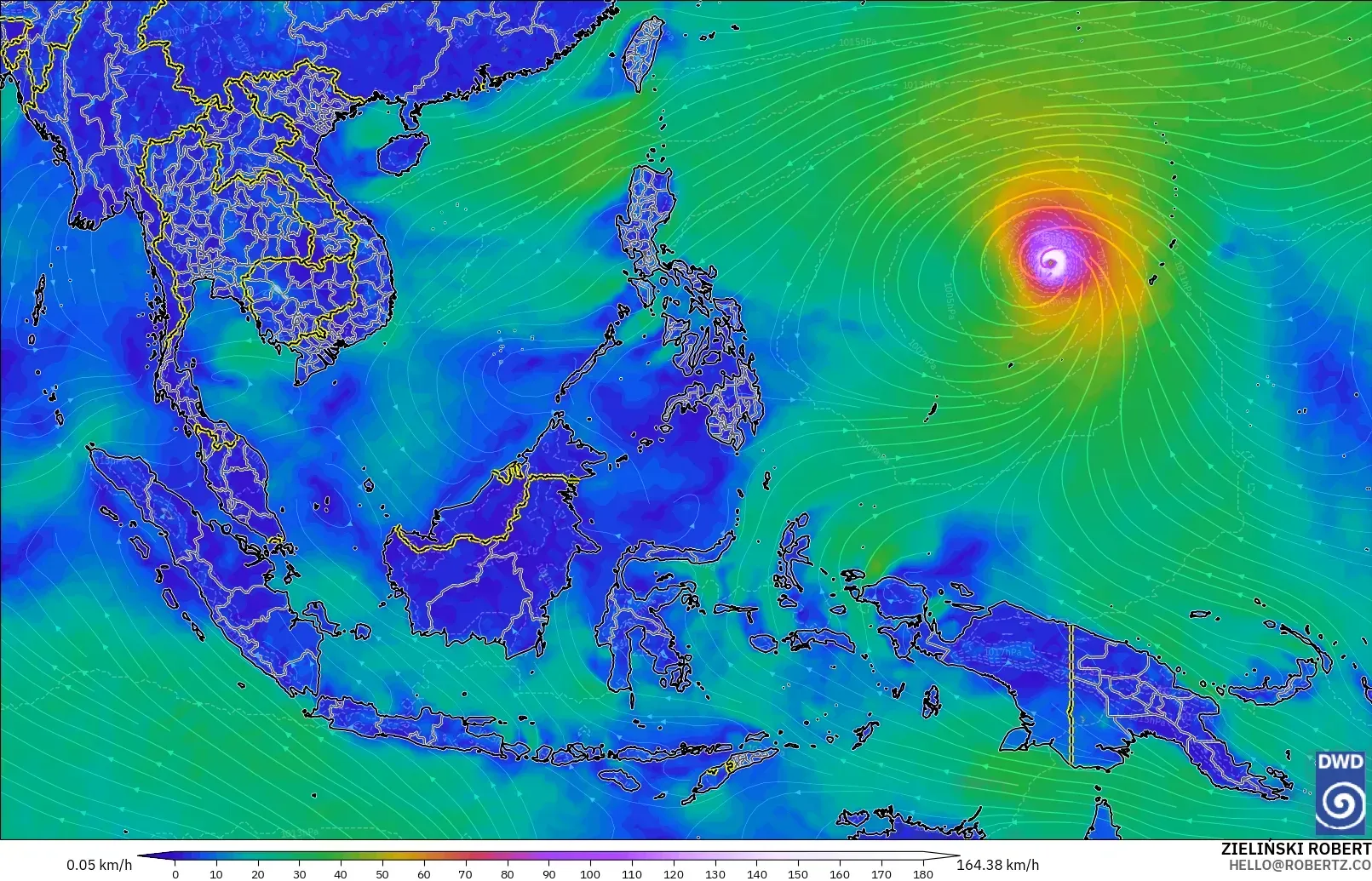ICON model - South East Asia, Wind at 10m