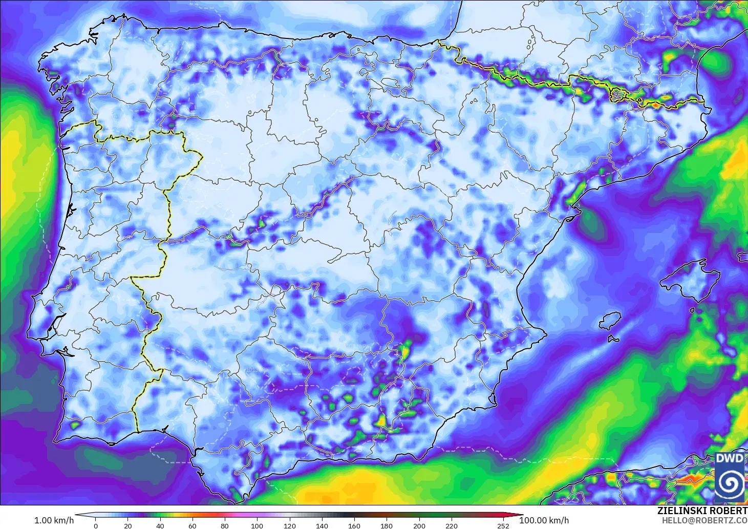 ICON model - Spain, Wind Gusts